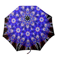 Kaleidoscope Flower Mandala Art Black White Red Blue Folding Umbrellas