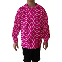 Hot Pink Quatrefoil Pattern Hooded Wind Breaker (kids) by Zandiepants