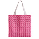 Soft Pink Quatrefoil Pattern Zipper Grocery Tote Bag