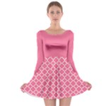 Soft pink quatrefoil pattern Long Sleeve Skater Dress
