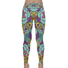 Mariager   Bold Blue,purple And Yellow Flower Design   Yoga Leggings by Zandiepants