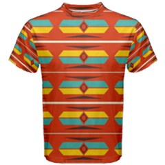 Shapes In Retro Colors Pattern                        Men s Cotton Tee by LalyLauraFLM