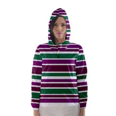 Purple Green Stripes Hooded Wind Breaker (women)