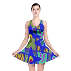 Bright Blue Mod Pop Art  Reversible Skater Dress by BrightVibesDesign
