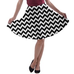 Black & White Zigzag Pattern A-line Skater Skirt by Zandiepants