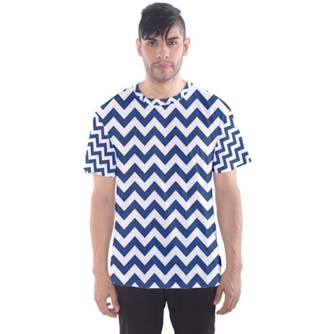 Navy Blue & White Zigzag Pattern Men s Sport Mesh Tee by Zandiepants