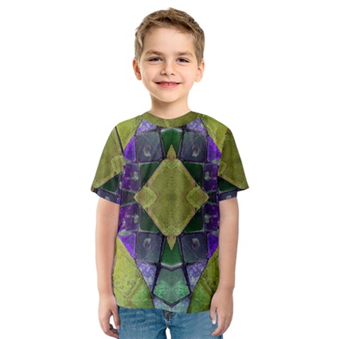 Purple Yellow Stone Abstract Kid s Sport Mesh Tee by BrightVibesDesign