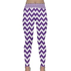 Royal Purple & White Zigzag Pattern Yoga Leggings