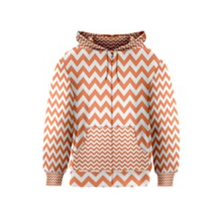 Tangerine Orange & White Zigzag Pattern Kids  Zipper Hoodie