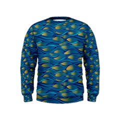 Blue Waves Kids  Sweatshirt by FunkyPatterns