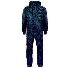 Blue Ombre Feather Pattern, Black,  Hooded Jumpsuit (men)  by Zandiepants