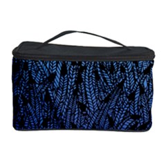 Blue Ombre Feather Pattern, Black, Cosmetic Storage Case by Zandiepants