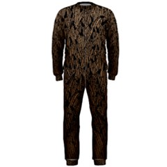Brown Ombre Feather Pattern, Black,  Onepiece Jumpsuit (men)  by Zandiepants