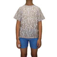 Brown Ombre Feather Pattern, White, Kid s Short Sleeve Swimwear by Zandiepants