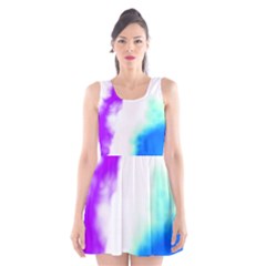 Pink White And Blue Sky Scoop Neck Skater Dress by TRENDYcouture