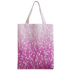 Pink Ombre Feather Pattern, White, Zipper Classic Tote Bag by Zandiepants