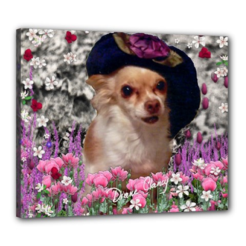 Chi Chi In Flowers, Chihuahua Puppy In Cute Hat Canvas 24  X 20  by DianeClancy