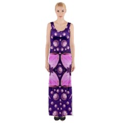Magic Lotus In A Landscape Temple Of Love And Sun Maxi Thigh Split Dress by pepitasart
