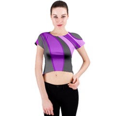 Purple Elegant Lines Crew Neck Crop Top by Valentinaart