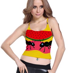Ants And Watermelon  Spaghetti Strap Bra Top by Valentinaart