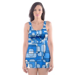 Blue Decorative Abstraction Skater Dress Swimsuit by Valentinaart