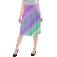 Pastel Colorful Lines Midi Beach Skirt by Valentinaart