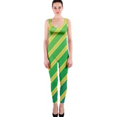 Green And Yellow Lines Onepiece Catsuit by Valentinaart