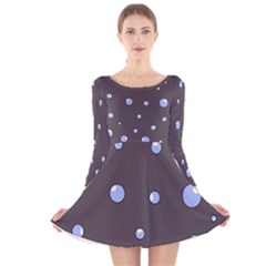 Blue Bubbles Long Sleeve Velvet Skater Dress by Valentinaart