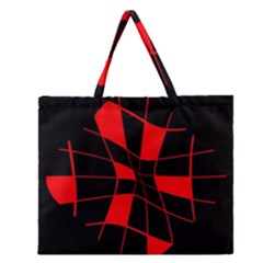 Red Abstract Flower Zipper Large Tote Bag by Valentinaart