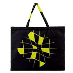 Yellow Abstract Flower Zipper Large Tote Bag by Valentinaart