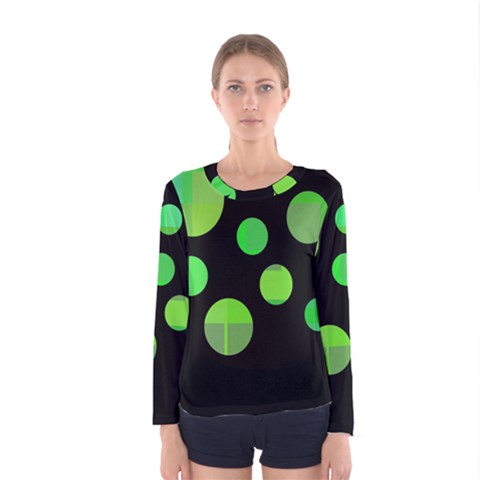 Green Circles Women s Long Sleeve Tee by Valentinaart