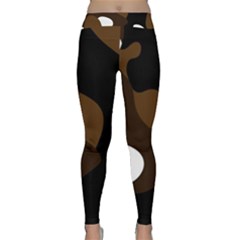 Black Brown And White Abstract 3 Yoga Leggings by TRENDYcouture