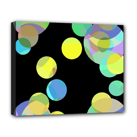 Yellow Circles Deluxe Canvas 20  X 16   by Valentinaart