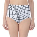 Black and white decorative lines High-Waist Bikini Bottoms View1