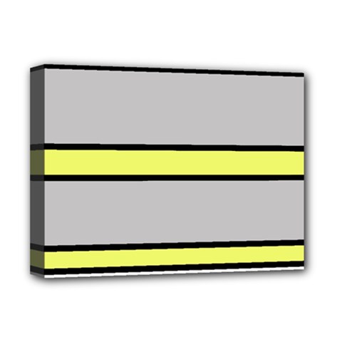 Yellow And Gray Lines Deluxe Canvas 16  X 12   by Valentinaart