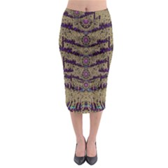 Lace Landscape Abstract Shimmering Lovely In The Dark Midi Pencil Skirt by pepitasart