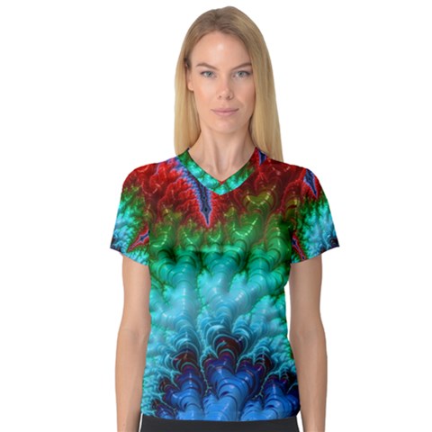 Amazing Special Fractal 25b Women s V-neck Sport Mesh Tee by Fractalworld