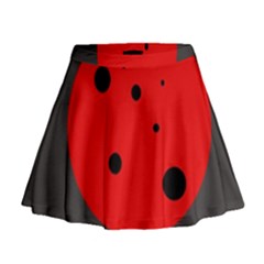 Red Circle Mini Flare Skirt by Valentinaart