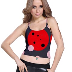 Red And Pink Dots Spaghetti Strap Bra Top by Valentinaart