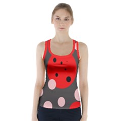 Red And Pink Dots Racer Back Sports Top by Valentinaart