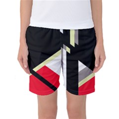 Red And Black Abstraction Women s Basketball Shorts by Valentinaart