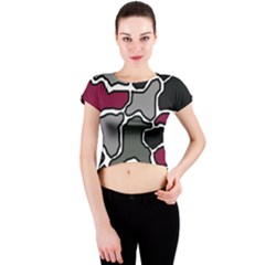 Decorative Abstraction Crew Neck Crop Top