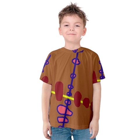 Brown Abstraction Kid s Cotton Tee by Valentinaart