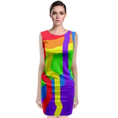 Rainbow Abstraction Classic Sleeveless Midi Dress by Valentinaart