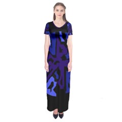 Deep Blue Abstraction Short Sleeve Maxi Dress by Valentinaart