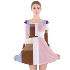 Colorful Abstraction Long Sleeve Velvet Skater Dress by Valentinaart