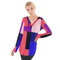 Colorful Abstraction Women s Tie Up Tee by Valentinaart