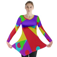Colorful Abstract Design Long Sleeve Tunic  by Valentinaart