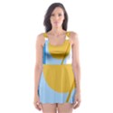 Blue and yellow abstract design Skater Dress Swimsuit View1