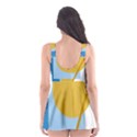 Blue and yellow abstract design Skater Dress Swimsuit View2